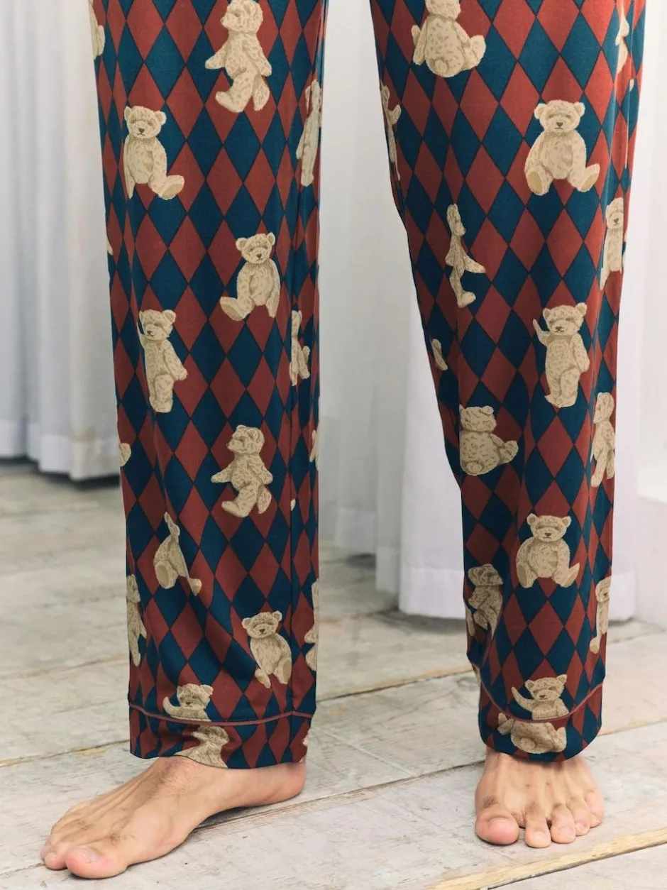Chelsea Peers Blue Argyle Bear Print Pyjama Bottoms Hot
