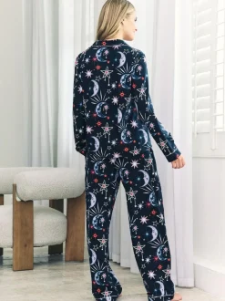 Chelsea Peers Blue Cotton Mystic Moon Print Long Pyjamas Set Online