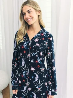 Chelsea Peers Blue Cotton Mystic Moon Print Long Pyjamas Set Online