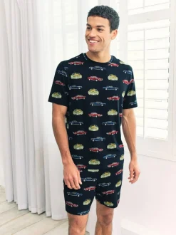 Chelsea Peers Blue Driving Leopards Print Short Pyjamas Set Clearance