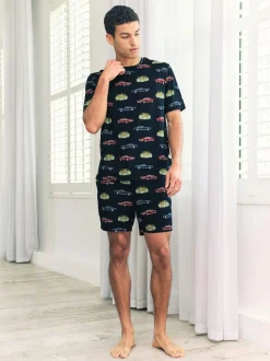 Chelsea Peers Blue Driving Leopards Print Short Pyjamas Set Clearance