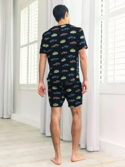Chelsea Peers Blue Driving Leopards Print Short Pyjamas Set Clearance