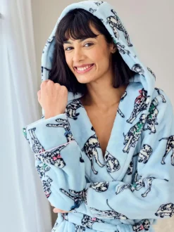 Chelsea Peers Blue Fleece Dalmatian Dogs Print Dressing Gown Best