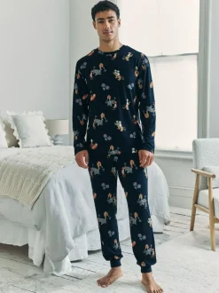 Chelsea Peers Blue Padel Tennis Tiger Print Long Pyjamas Set Online