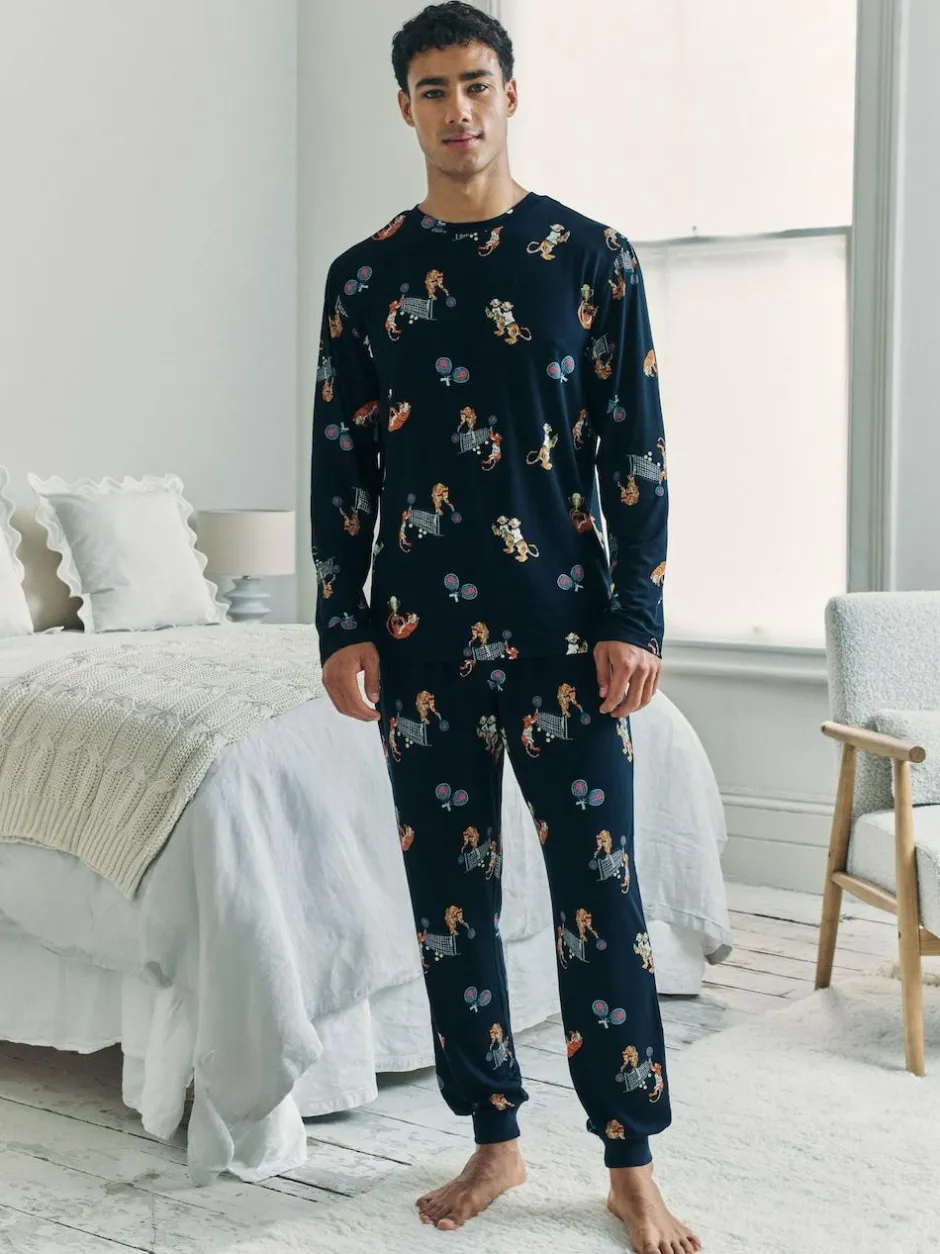 Chelsea Peers Blue Padel Tennis Tiger Print Long Pyjamas Set Online