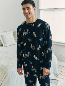 Chelsea Peers Blue Padel Tennis Tiger Print Long Pyjamas Set Online