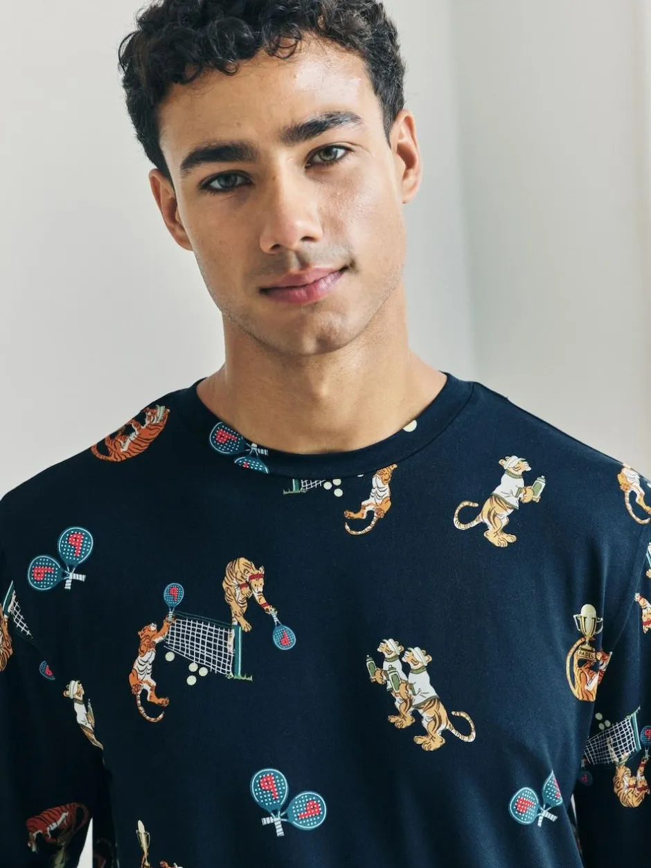 Chelsea Peers Blue Padel Tennis Tiger Print Long Pyjamas Set Online