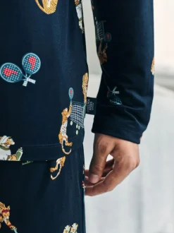 Chelsea Peers Blue Padel Tennis Tiger Print Long Pyjamas Set Online