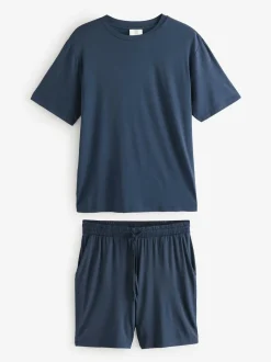 Chelsea Peers Blue TENCEL™ Modal Short Crew Neck Pyjama Set Clearance