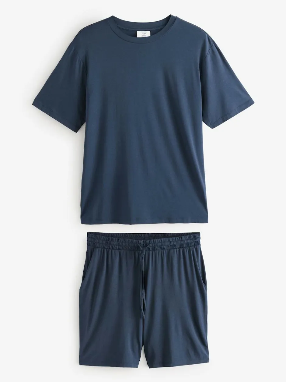 Chelsea Peers Blue TENCEL™ Modal Short Crew Neck Pyjama Set Clearance