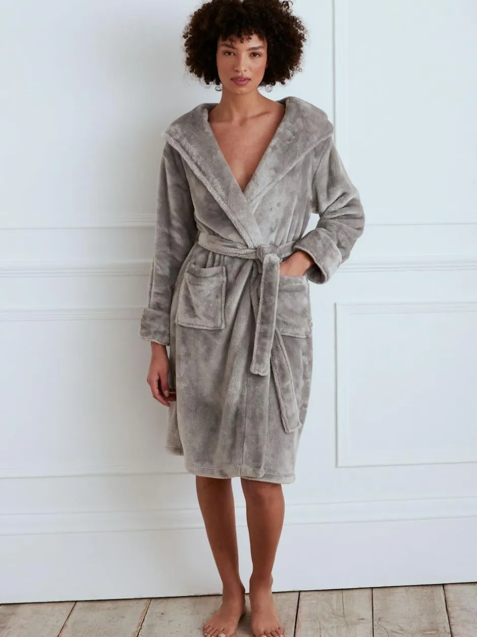 Chelsea Peers Fleece Dressing Gown Charcoal Grey