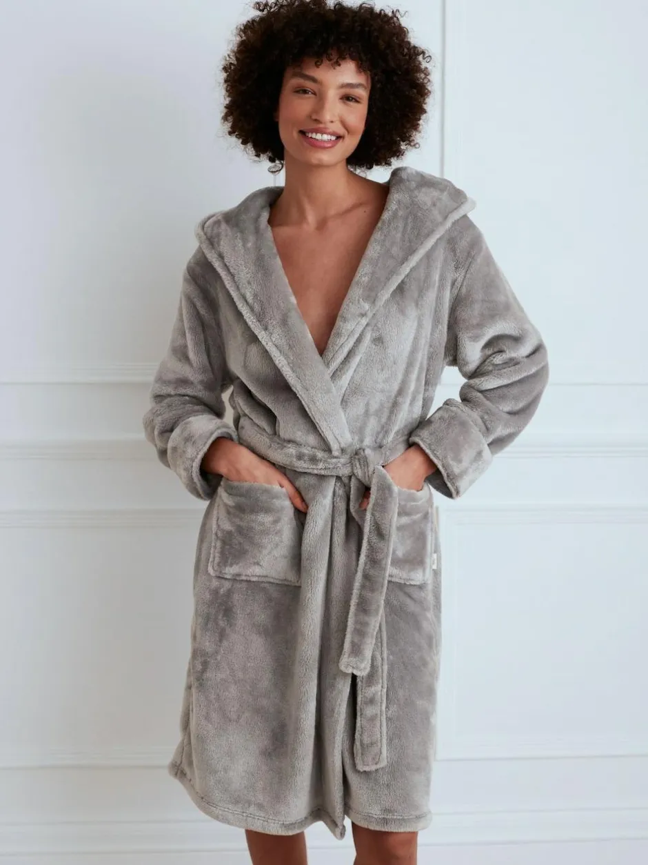 Chelsea Peers Fleece Dressing Gown Charcoal Grey