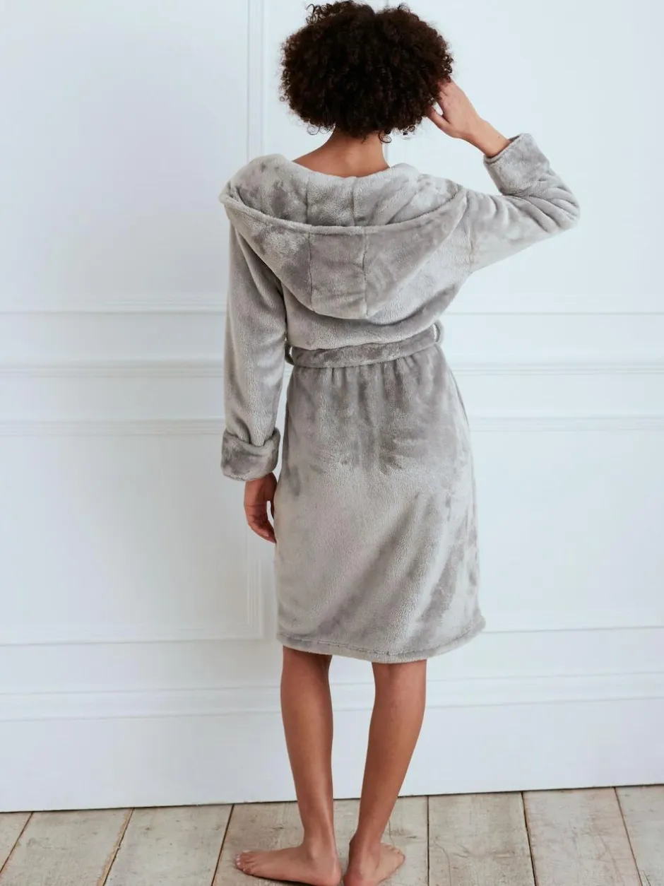 Chelsea Peers Fleece Dressing Gown Charcoal Grey