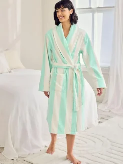 Chelsea Peers Green Cotton Towelling Stripe Dressing Gown Outlet