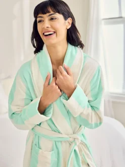 Chelsea Peers Green Cotton Towelling Stripe Dressing Gown Outlet