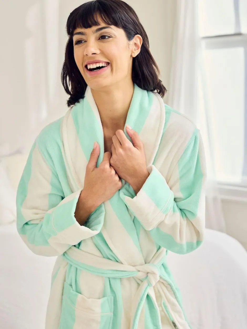 Chelsea Peers Green Cotton Towelling Stripe Dressing Gown Outlet