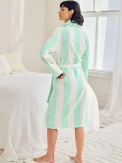 Chelsea Peers Green Cotton Towelling Stripe Dressing Gown Outlet