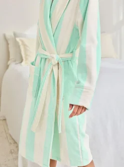 Chelsea Peers Green Cotton Towelling Stripe Dressing Gown Outlet