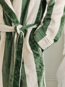 Chelsea Peers Green Fleece Stripe Hooded Dressing Gown Sale