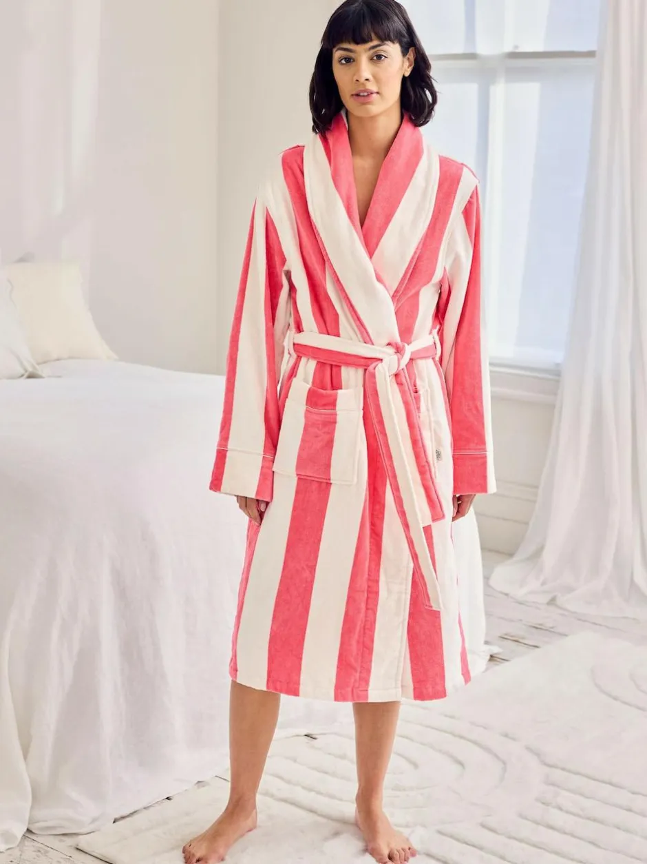 Chelsea Peers Pink Cotton Towelling Stripe Dressing Gown Outlet