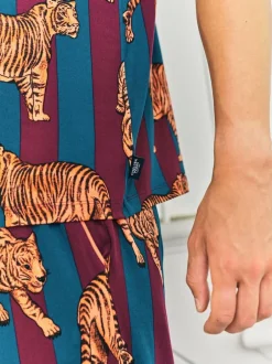 Chelsea Peers Red Tiger Stripe Print Long Pyjamas Set Best