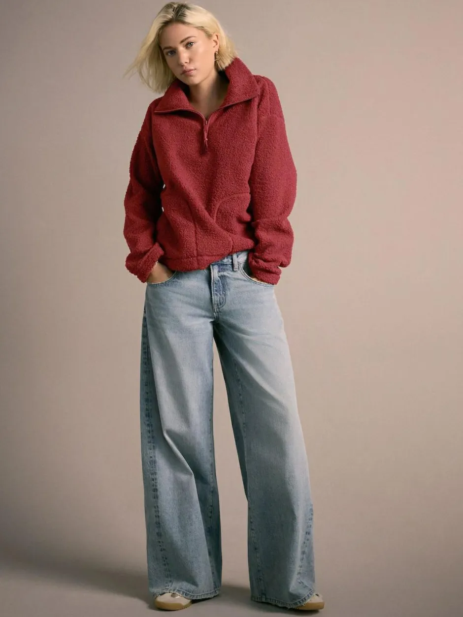 Next Cherry Red Soft Touch Cosy Teddy Borg Quarter Zip Fleece Best
