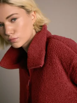 Next Cherry Red Soft Touch Cosy Teddy Borg Quarter Zip Fleece Best