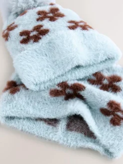 Next Beanie And Snoods Set (1-16yrs) (1-16yrs) Chocolate Blue Flower Discount