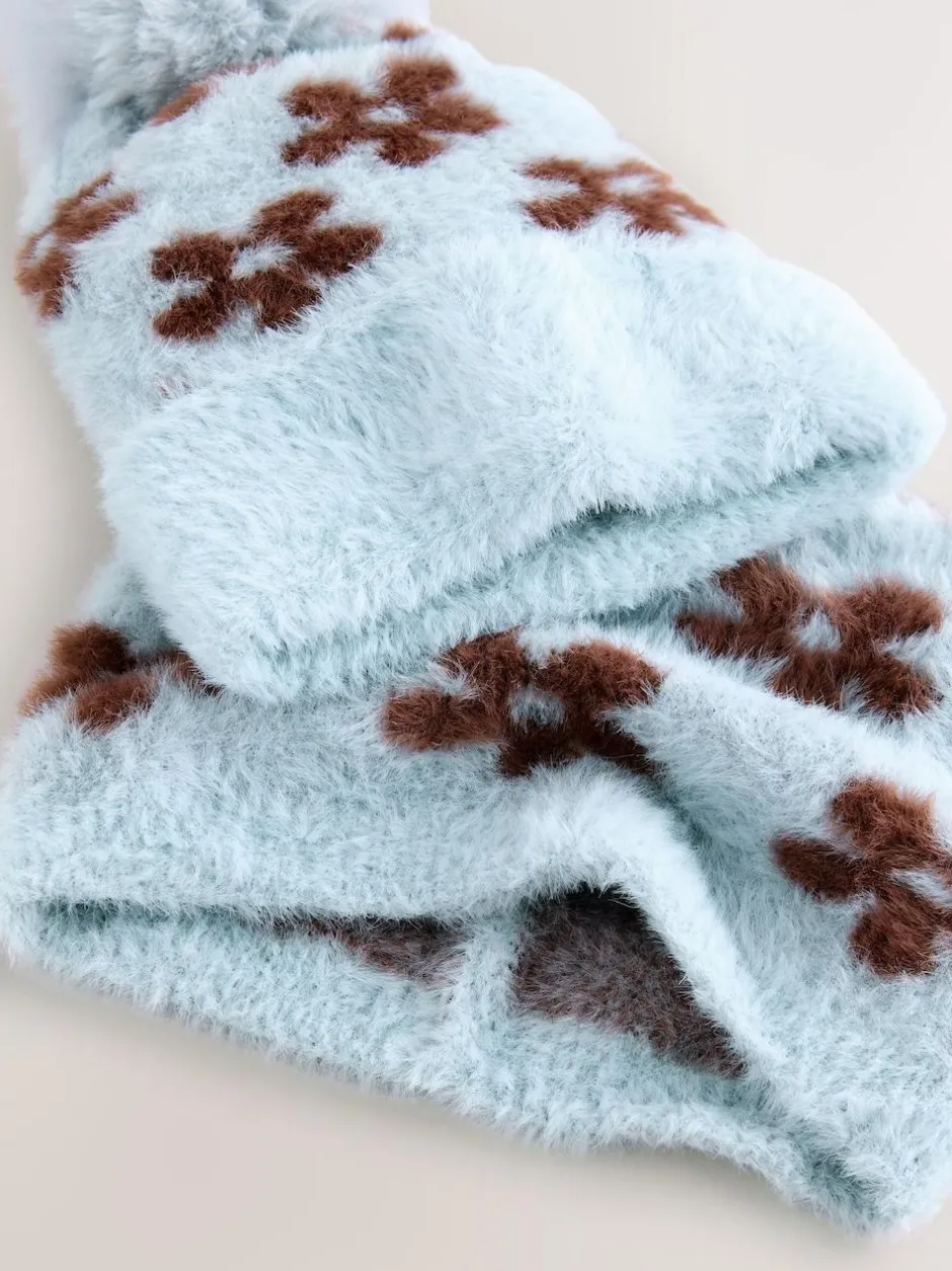 Next Beanie And Snoods Set (1-16yrs) (1-16yrs) Chocolate Blue Flower Discount