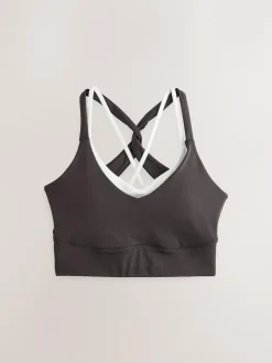 Next Chocolate Brown Active Power Double Layer Cross Back Sports Bra Clearance