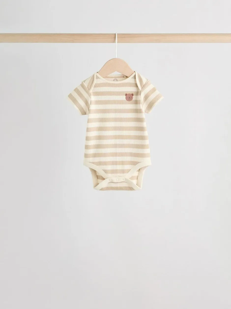 Next Chocolate Brown Baby Short Sleeve Bodysuits 5 Pack Sale