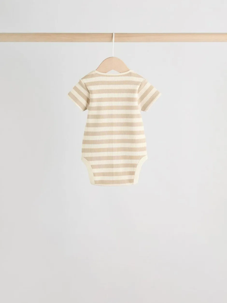 Next Chocolate Brown Baby Short Sleeve Bodysuits 5 Pack Sale