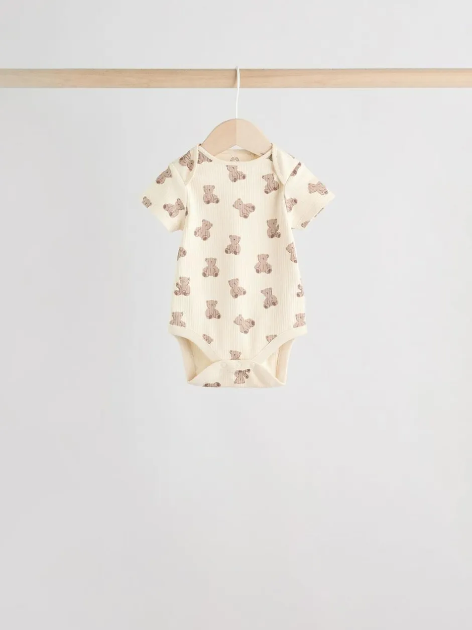 Next Chocolate Brown Baby Short Sleeve Bodysuits 5 Pack Sale
