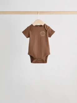 Next Chocolate Brown Baby Short Sleeve Bodysuits 5 Pack Sale