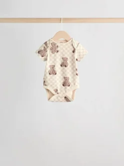 Next Chocolate Brown Baby Short Sleeve Bodysuits 5 Pack Sale