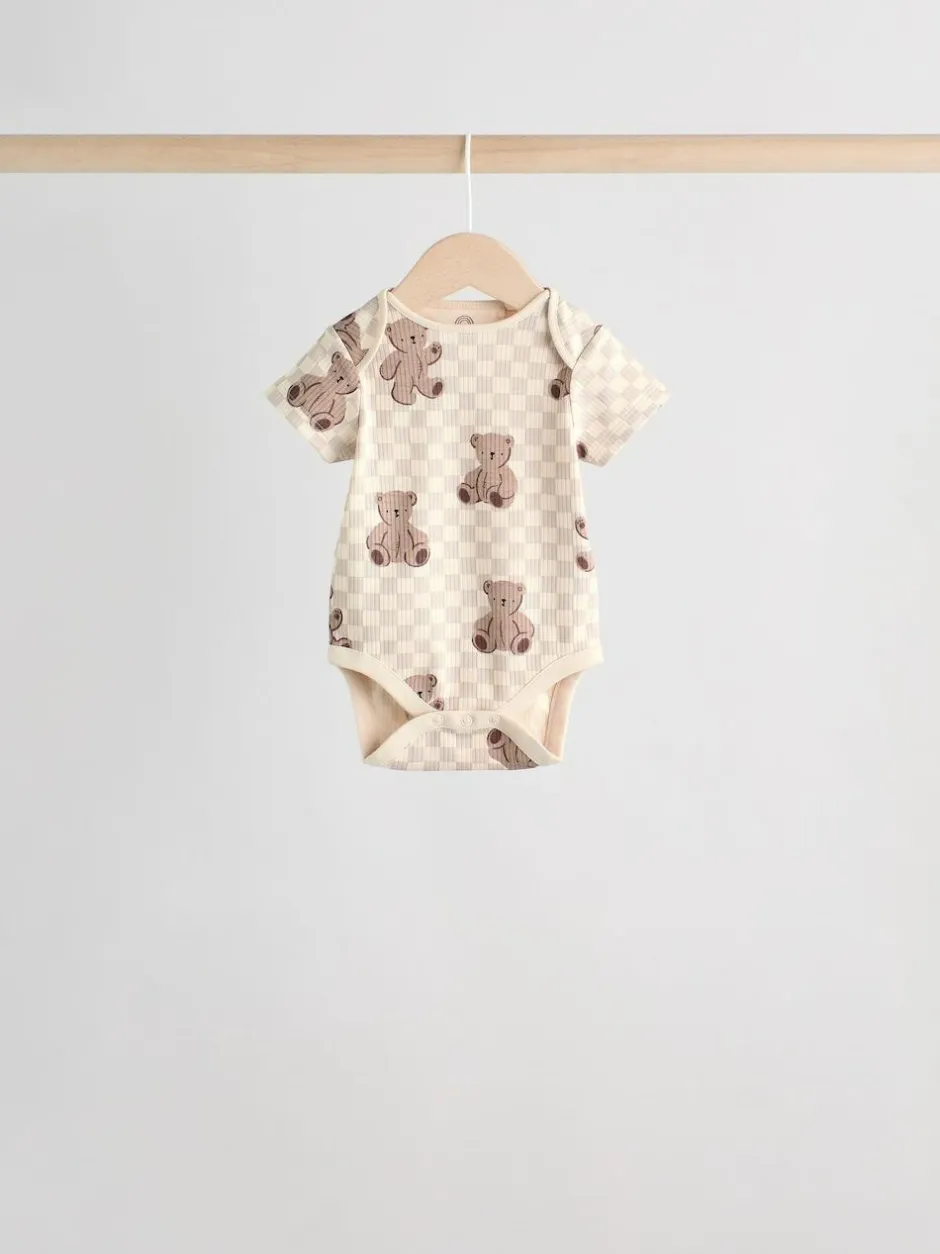 Next Chocolate Brown Baby Short Sleeve Bodysuits 5 Pack Sale