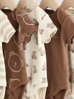 Next Chocolate Brown Baby Short Sleeve Bodysuits 5 Pack Sale