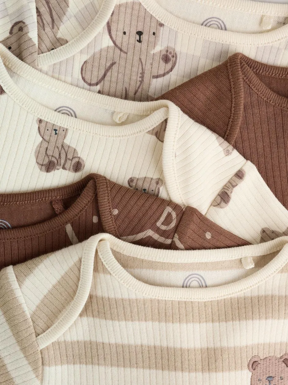 Next Chocolate Brown Baby Short Sleeve Bodysuits 5 Pack Sale