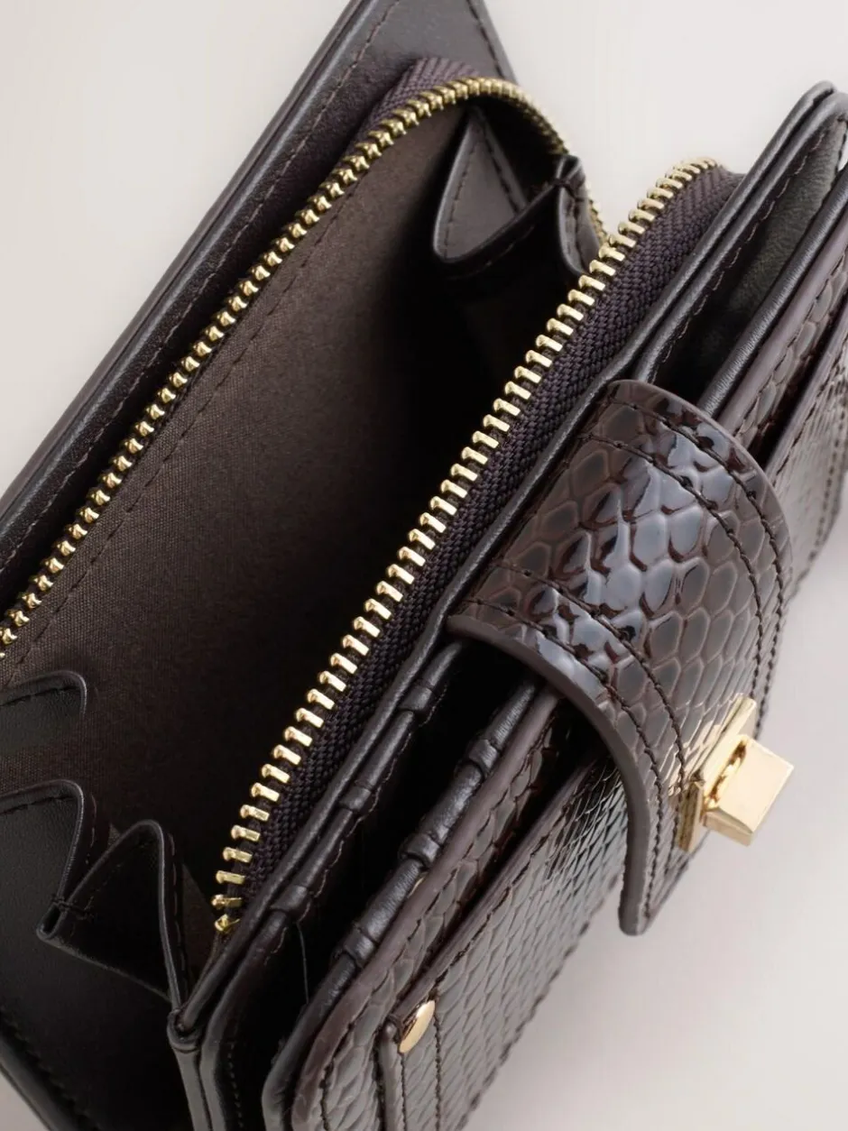 Next Buckle Midi Purse Chocolate Brown Clearance
