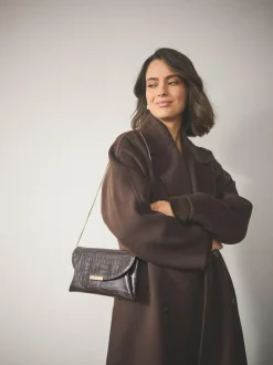 Next Clutch Bag Chocolate Brown Discount