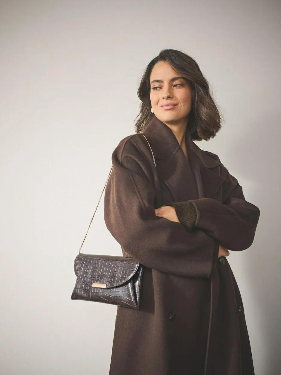 Next Clutch Bag Chocolate Brown Discount