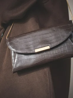 Next Clutch Bag Chocolate Brown Discount