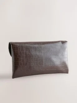 Next Clutch Bag Chocolate Brown Discount