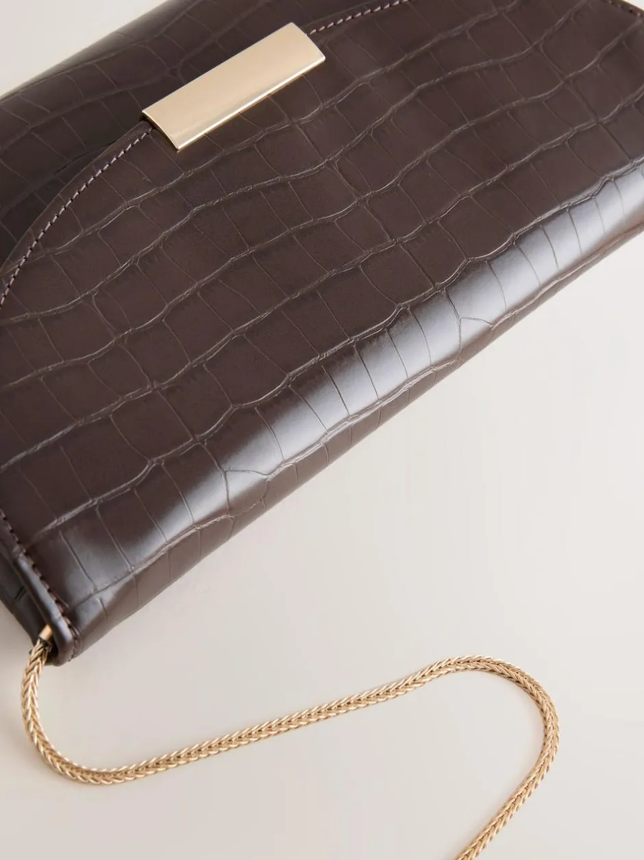 Next Clutch Bag Chocolate Brown Discount