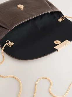 Next Clutch Bag Chocolate Brown Discount