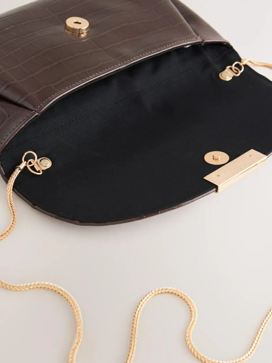 Next Clutch Bag Chocolate Brown Discount