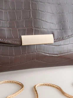 Next Clutch Bag Chocolate Brown Discount