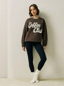 Next Sweatshirt Chocolate Brown Coffee Club New