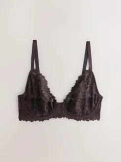 Next Chocolate Brown DD+ Non Pad Plunge Lace Ultimate Comfort Bra New