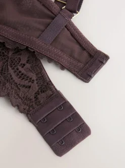 Next Chocolate Brown DD+ Non Pad Plunge Lace Ultimate Comfort Bra New